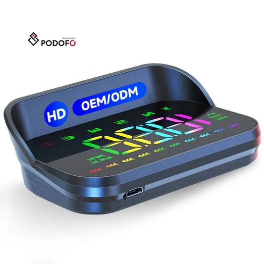PODOFO Car GPS HUD, Car OBD Universal Speedometer, Car Compass Projector